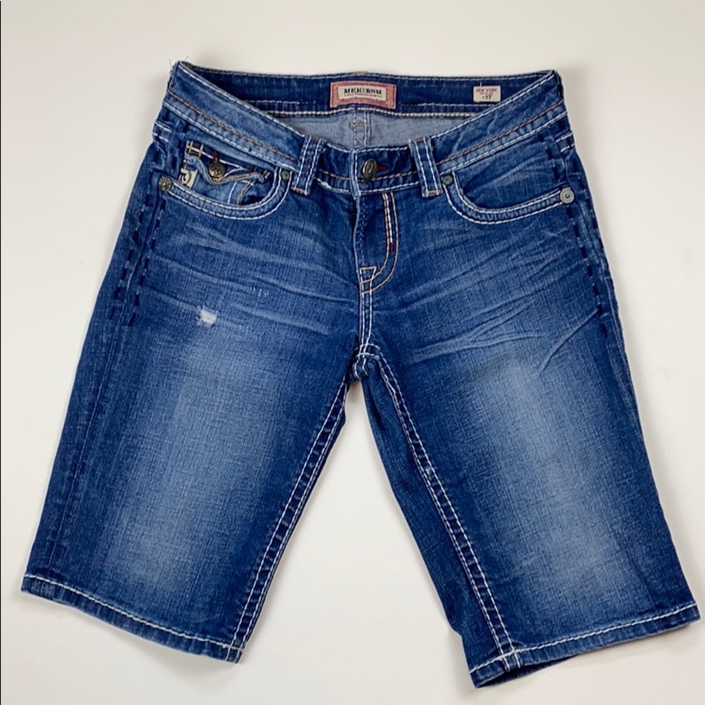👖MEK BNM denim capris Bermuda’s- contrast stitching